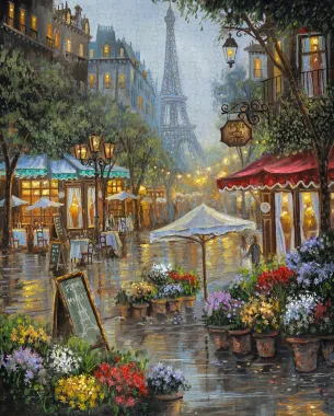 Tranh Ghép Hình 500 Mảnh Chợ Hoa-Paris